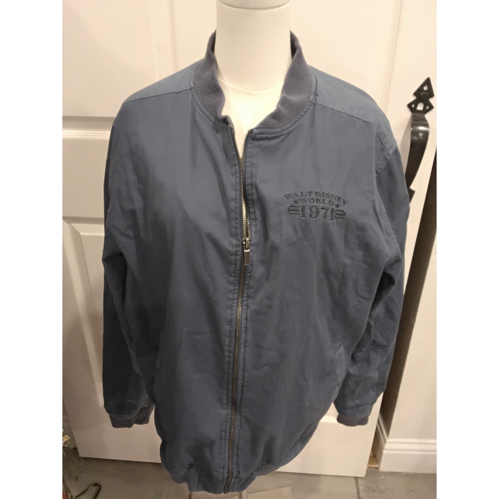Disney Parks Walt Disney World‎ 1971 Bomber Jacket Blue Full Zip Mens Medium